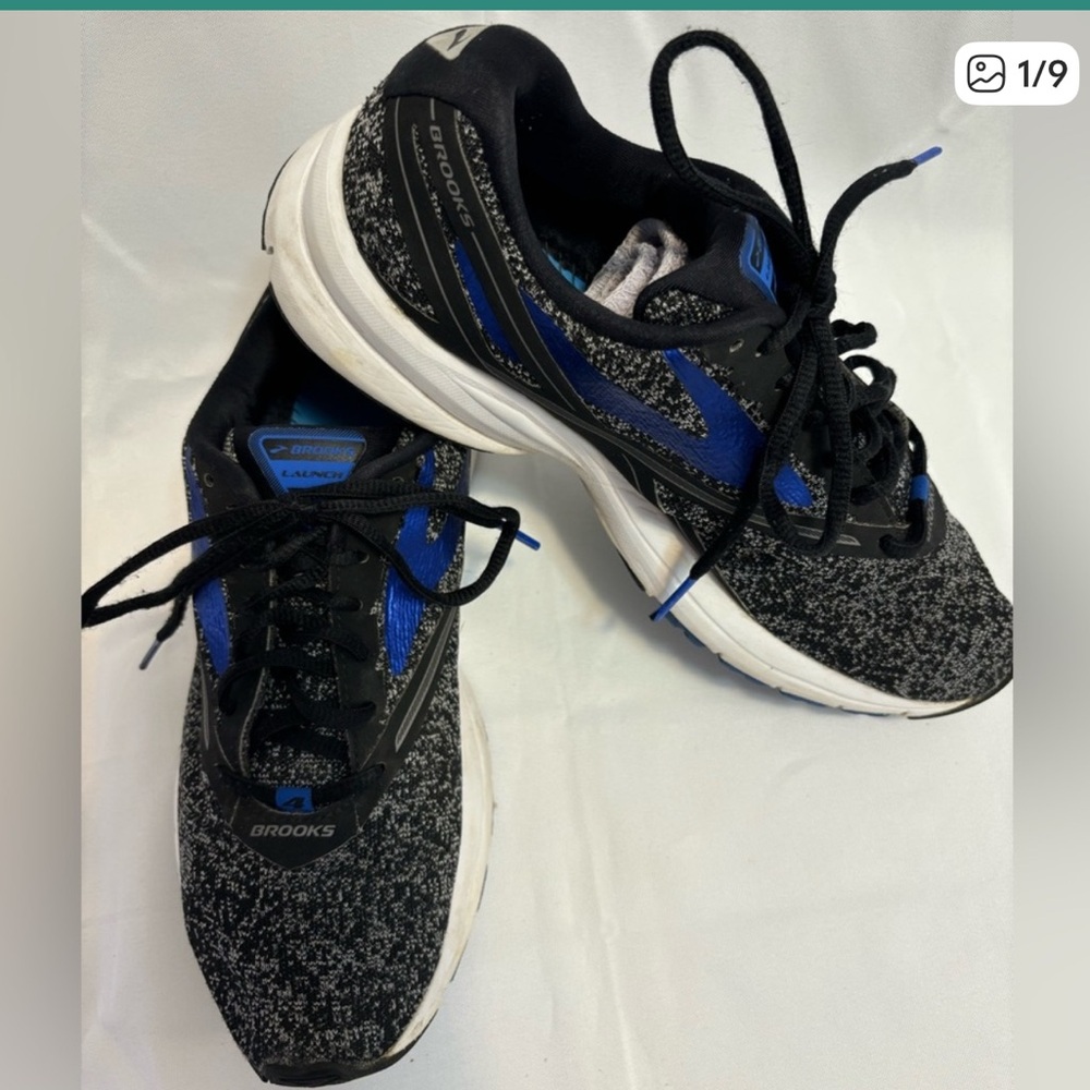 Brooks Launch 4 Running Shoes Walking Sneaker Black Blue Men’s Size 8.5